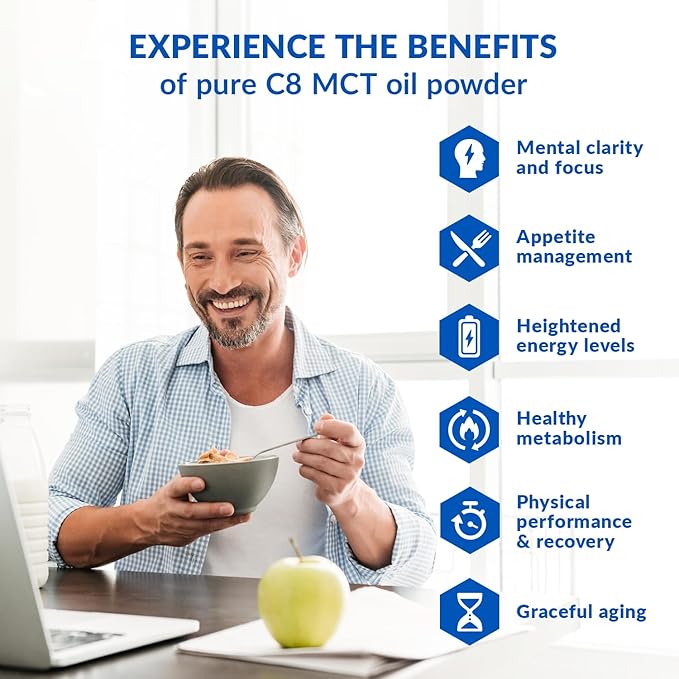 BioTrust Keto Elevate – C8 MCT Oil Powder – Ketogenic MCT Coffee Creamer, Keto Coffee Creamer – Clean Energy, Mental Focus & Clarity – 100% Caprylic Acid MCT Powder, Non-GMO (Unflavored, 20 Servings)