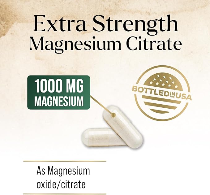 Magnesium Citrate Extra Strength 1000 mg - High Absorption Magnesium Supplement for Muscle, Bone, Nerve & Heart Health Support, Magnesio Vitamin Pills, Non-GMO, Nature's Premium Formula - 240 Capsules