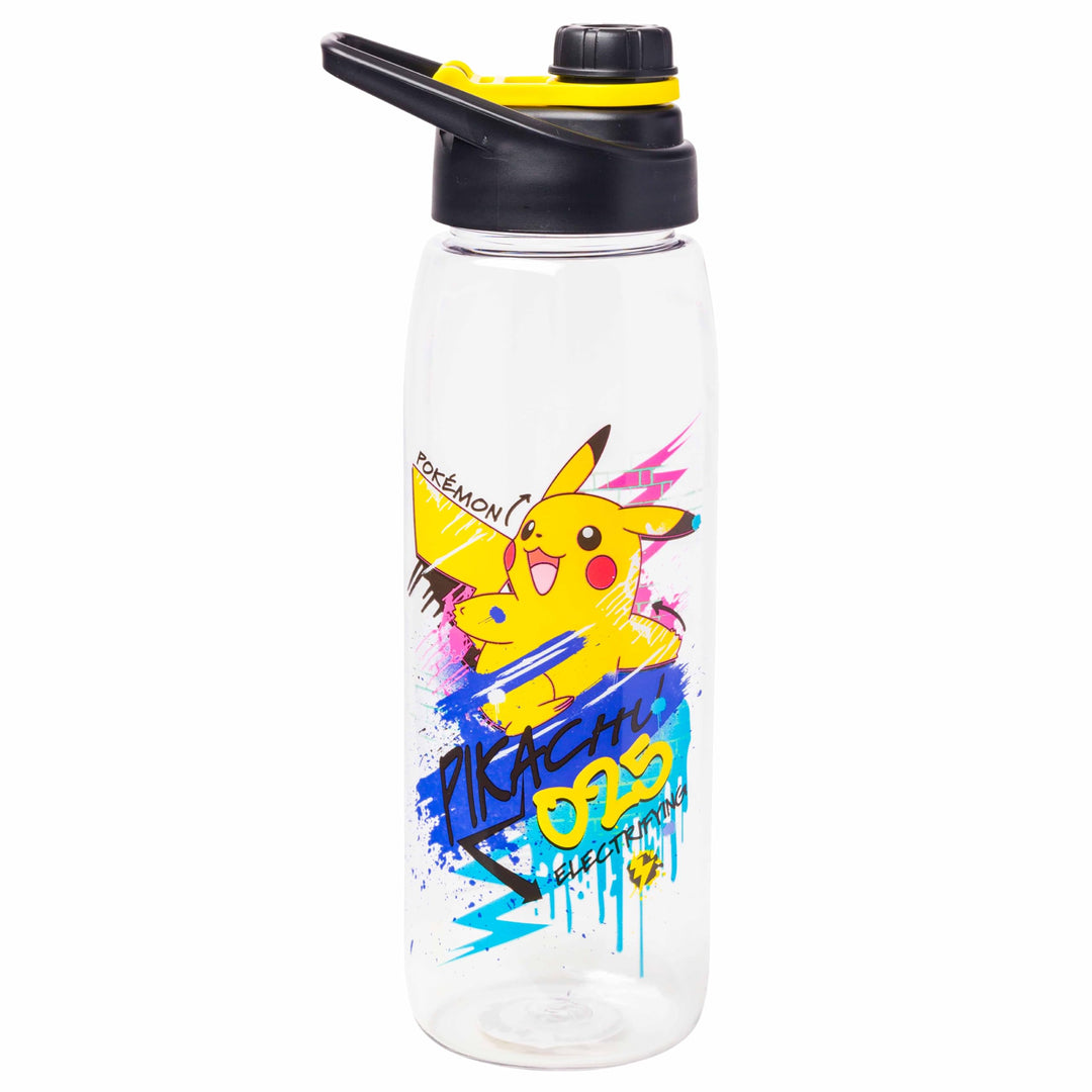 Silver Buffalo Pokémon Skate Graffiti Electrifying Pikachu Tritan Water Bottle, Screw Top Lid, 28 Ounces