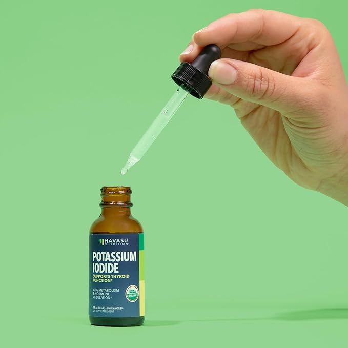 Iodine Liquid Drops - USDA Organic Potassium Iodide Supplement for Thyroid Health, Hormone Balance, and Metabolism Support - 1-Year Supply - Vegan, Non-GMO Gluten-Free - Unflavored, 1 Fl Oz