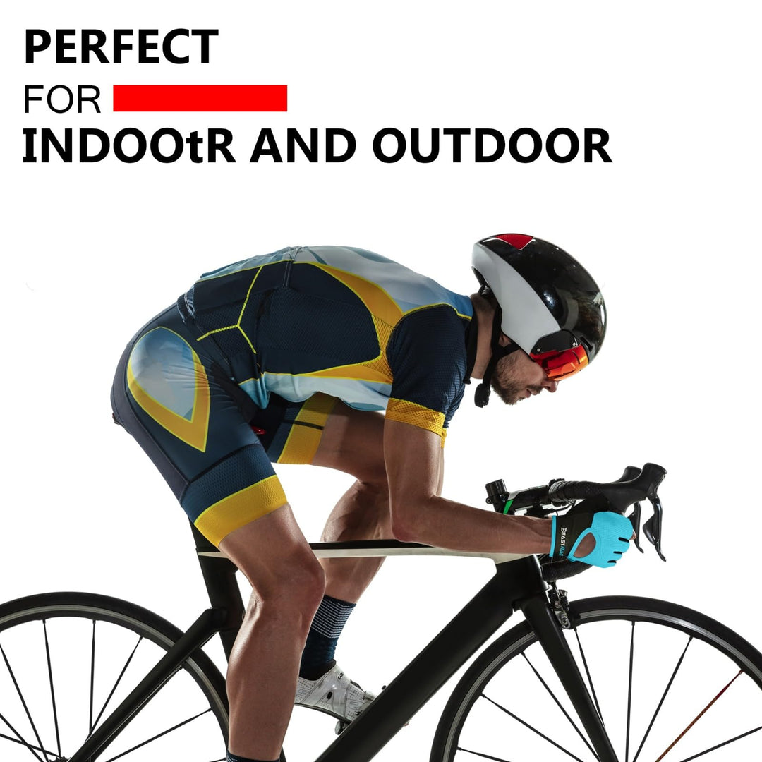 BEAST RAGE Workout Gloves for Men Gym Gloves for Weightlifting Women Fingerless with Palm Protection Padding, Breathable and Lightweight Weight Lifting Gloves Cycling Pull Up (Cyan, S)