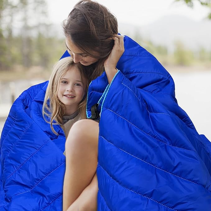Gold Armour Camping Blanket - Puffy, Packable, Lightweight & Compact Insulated Camping Quilt for Outdoor - Backpacking, Beach, Stadium, Camp, Travel and Hiking Gear Essentials (Blue)