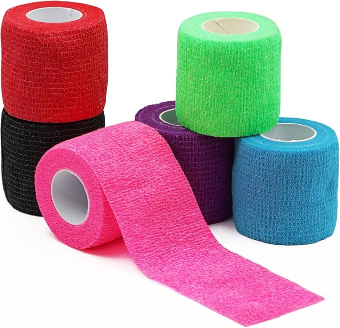 Bandages First Aid Tape Cohesive Bandage First Aid Bandages Cohesive Wrap Adhesive Bandage Self Adherent Cohesive Wrap Bandages Colorful Bandages (Mix6-B, 2-Inch)