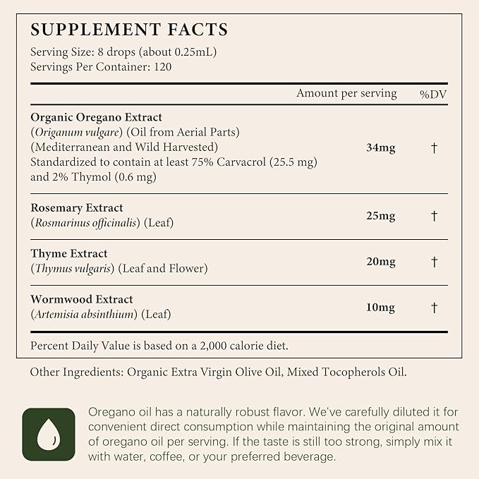 Oasisforce Organic Oil of Oregano Liquid Drops with 75% High Carvacrol – Wild Mediterranean Oregano Herbal Supplement for Immune & Digestive Health, Vegan, Sugar-Free, Alcohol-Free, Non-GMO, 1 FL OZ