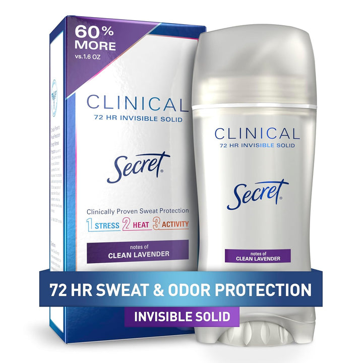 Secret Clinical Strength Antiperspirant | 72Hr Odor Protection | Clean Lavender