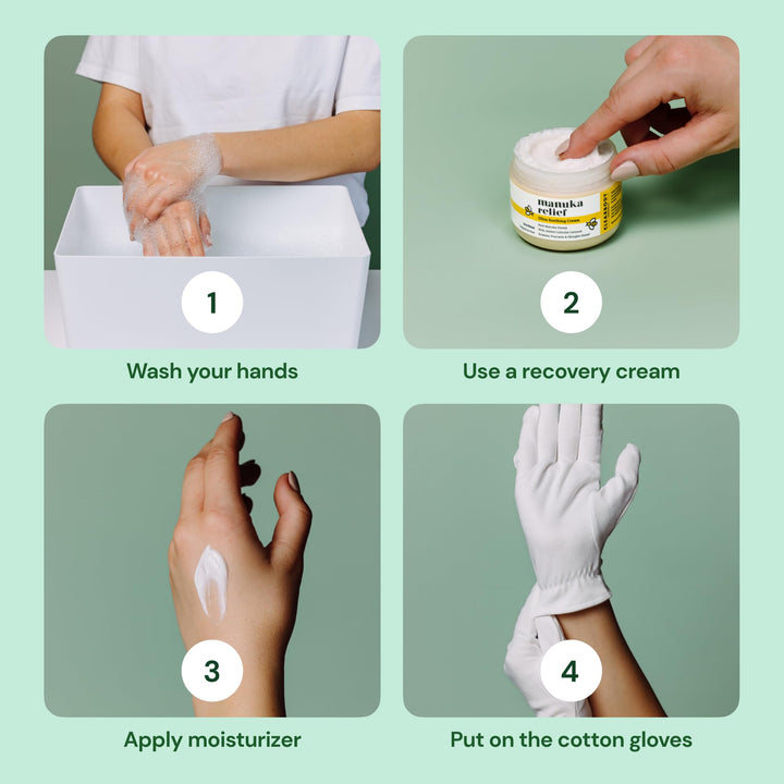 Clearbody Organics White Organic Cotton Gloves 5 Pairs (10 Pcs) – 100% Organic Cotton Gloves for Dry Hands –Reusable Moisturizing Gloves for Cracked Hands Repair (Medium)