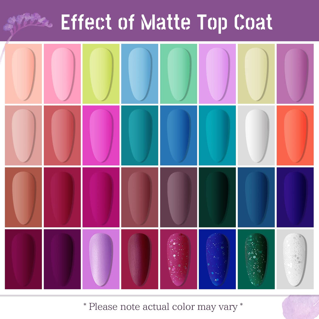 23-Piece Colorful Gel Nail Polish Kit | Classic Matte & Glossy Top Coats