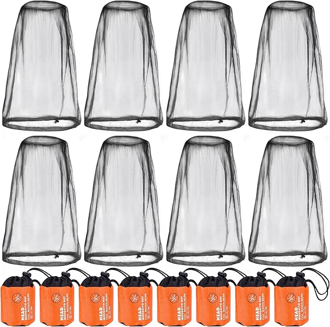 Wholelovein 8 Pack Mosquito Covers Wearable Head Net Face Mesh Protecting Net Mosquito Fly Insects Bugs