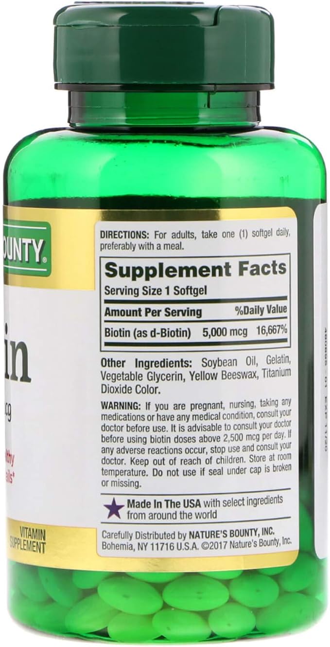 Natures Bounty Biotin 5000mcg 150 Rapid Release Softgels (Value Pack of 3)