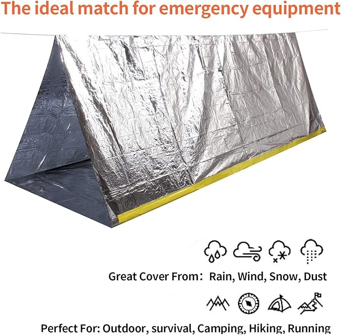 Emergency Tent, 2 Person Tube Tent Survival Shelter, Ultralight Survival Tent Emergency Shelter Use as Survival Gear Space Blanket for Camping, Hiking