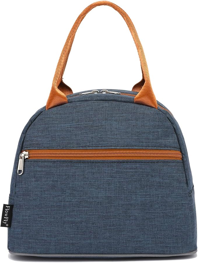 FlowFly Insulated Lunch Cooler Bag - Tote Bag Organizer for Women/Men, Navy