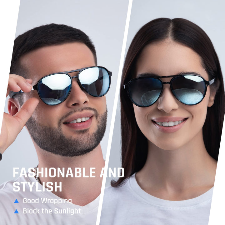 TOREGE Aviator Sunglasses Polarized Sunglasses for Men Women Sports Glasses Fishing Boating Beach Golf Driving TR75(Bright Tiger Shark&Black&Gray Silver Lens C7)