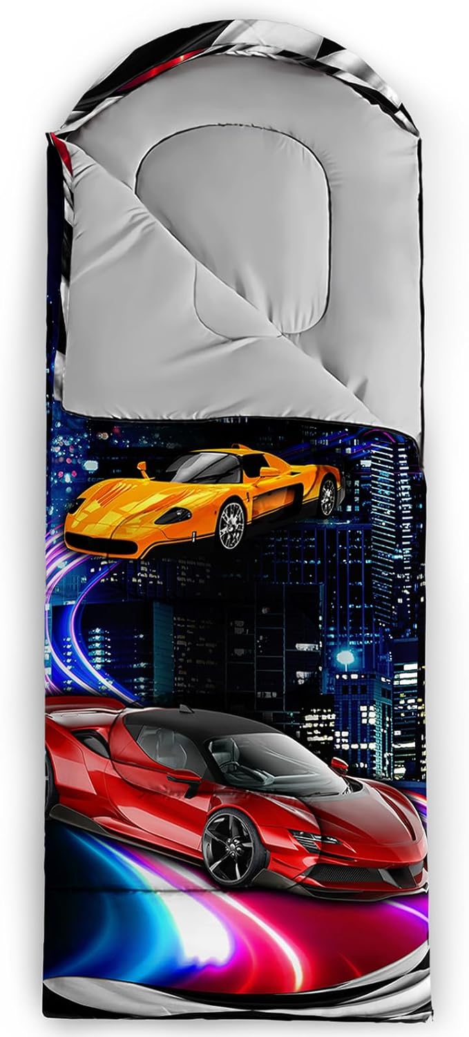 AILONEN Kids Floral Cat Camping Sleeping Bags,Lightweight & Waterproof,3 Season Warm & Cool Weather,Kawaii Kitten Sleeping Bags for Girls Adults,Travelling,Outdoors