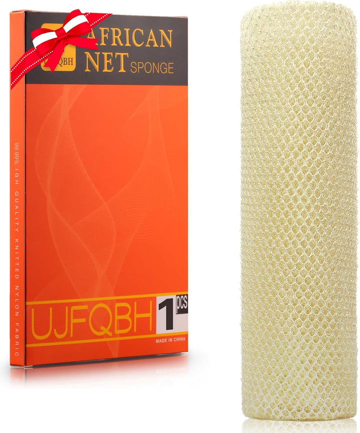 3-Piece African Net Bath Sponge Set | Exfoliating Shower Scrubber | Black, Blue, Brown