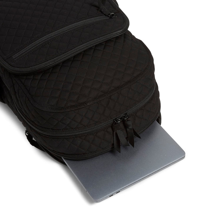 Vera Bradley Women's Cotton Campus Backpack, Black - Recycled Cotton, One Size