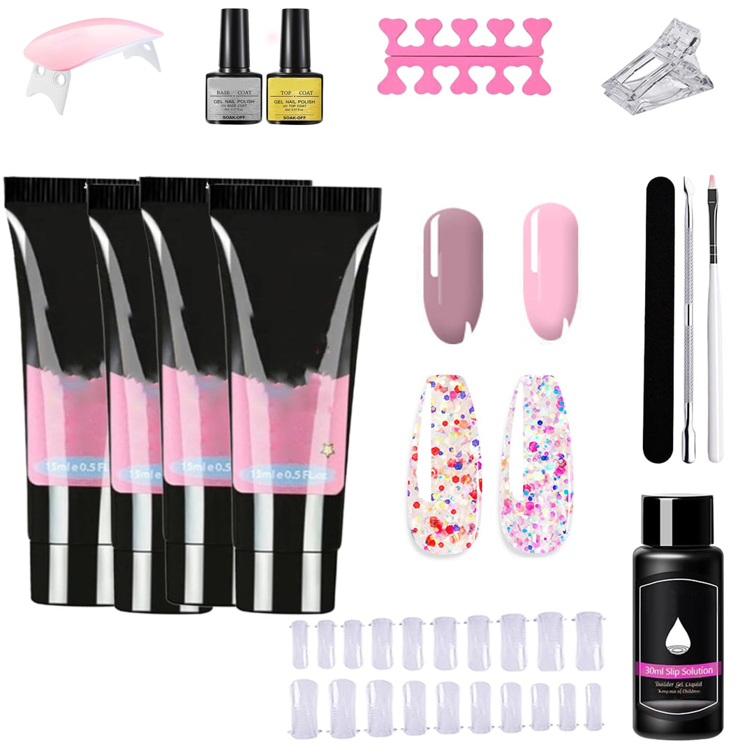 Nailsala Gel Kit,Stellaya Nail Glue Kit,Nailsala Press on Nails Kit with U V Light,Nailsala Nails Kit,Gel Nail Kit for Beginners Home DIY and Salon Use,Kit Para Hacer Uñas De Gel En Casa (B)