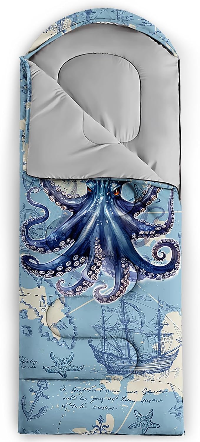 AILONEN Boys Sports Camping Sleeping Bags,Lightweight & Waterproof,3 Season Warm & Cool Weather,Black Player Basketball Sleeping Bags for Kids Adults,Travelling,Outdoors