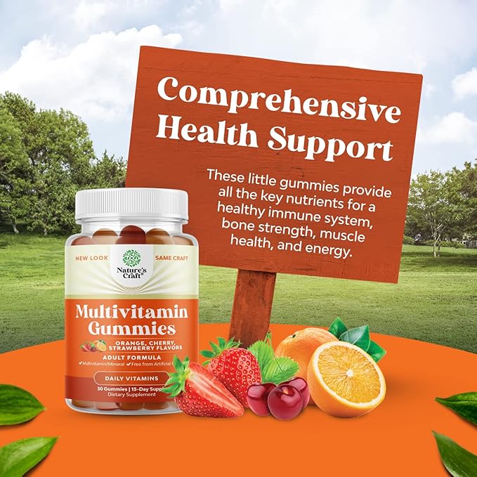 Potent Daily Multivitamin Gummies for Adults - Wellness Blend of Vitamin D A C E B12 Zinc and Biotin - Adult Vitamin Gummy for Energy and Immunity - Non-GMO Gluten Free and Halal Gummies 30 Count