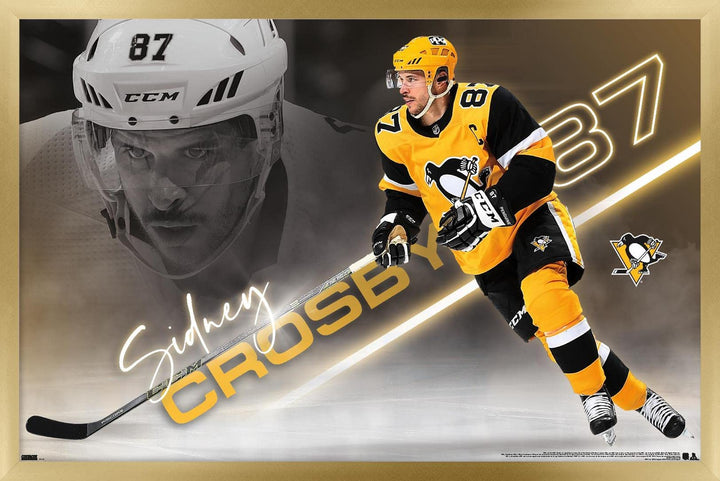 Trends International NHL Pittsburgh Penguins - Sidney Crosby 21 Wall Poster, 14.72" x 22.37", Gold Framed Version