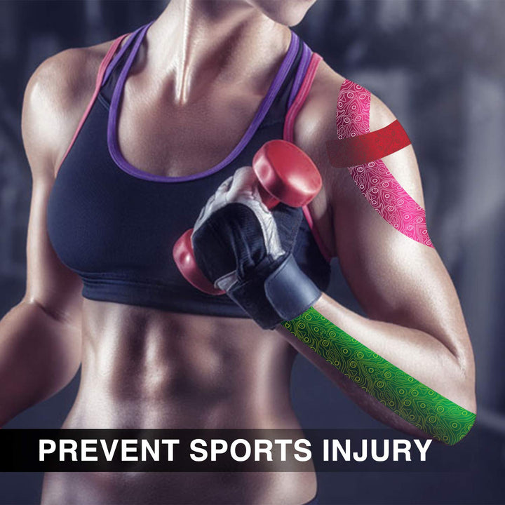 OK TAPE PRO Kinesiology Tape, 2inch x Long Roll 16ft Free Cut Tape, Elastic Athletic Tape Therapeutic Latex Free, Red+Black