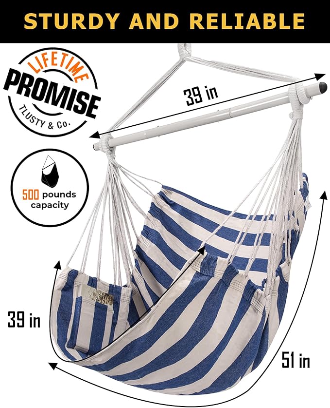 ADVOKAIR Hammock Chair Swing & Cover Set (500 lbs Max) – Hanging Rope Swing for Bedroom, Outdoor, Patio, Porch with Sturdy Steel Bar & Anti-Slip Rings + All-Weather Rain Cover for Storage Protection