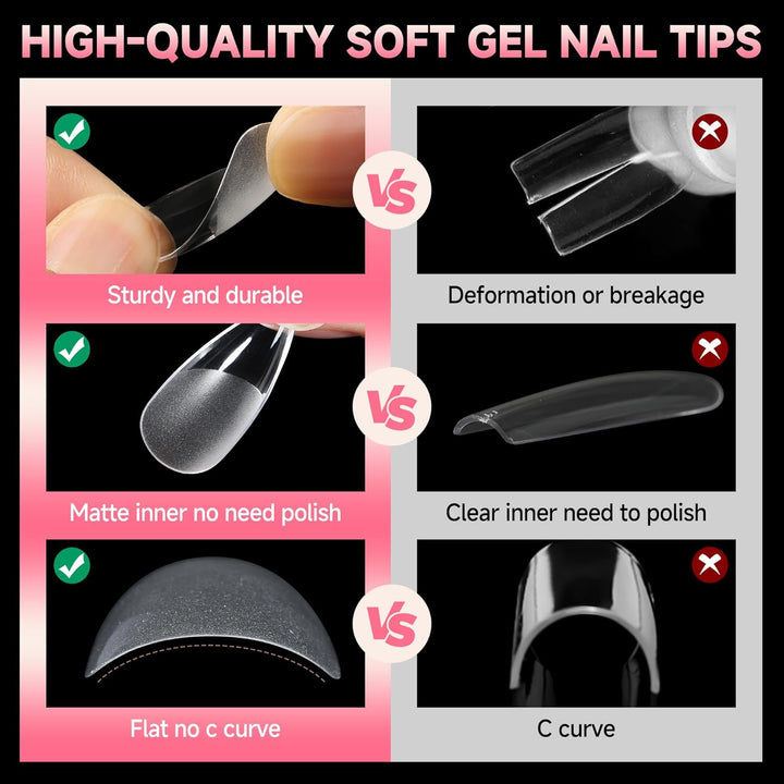 XXL Square Gel Nail Tips | 120 PCS Extra Long | No C Curve | DIY Home Use