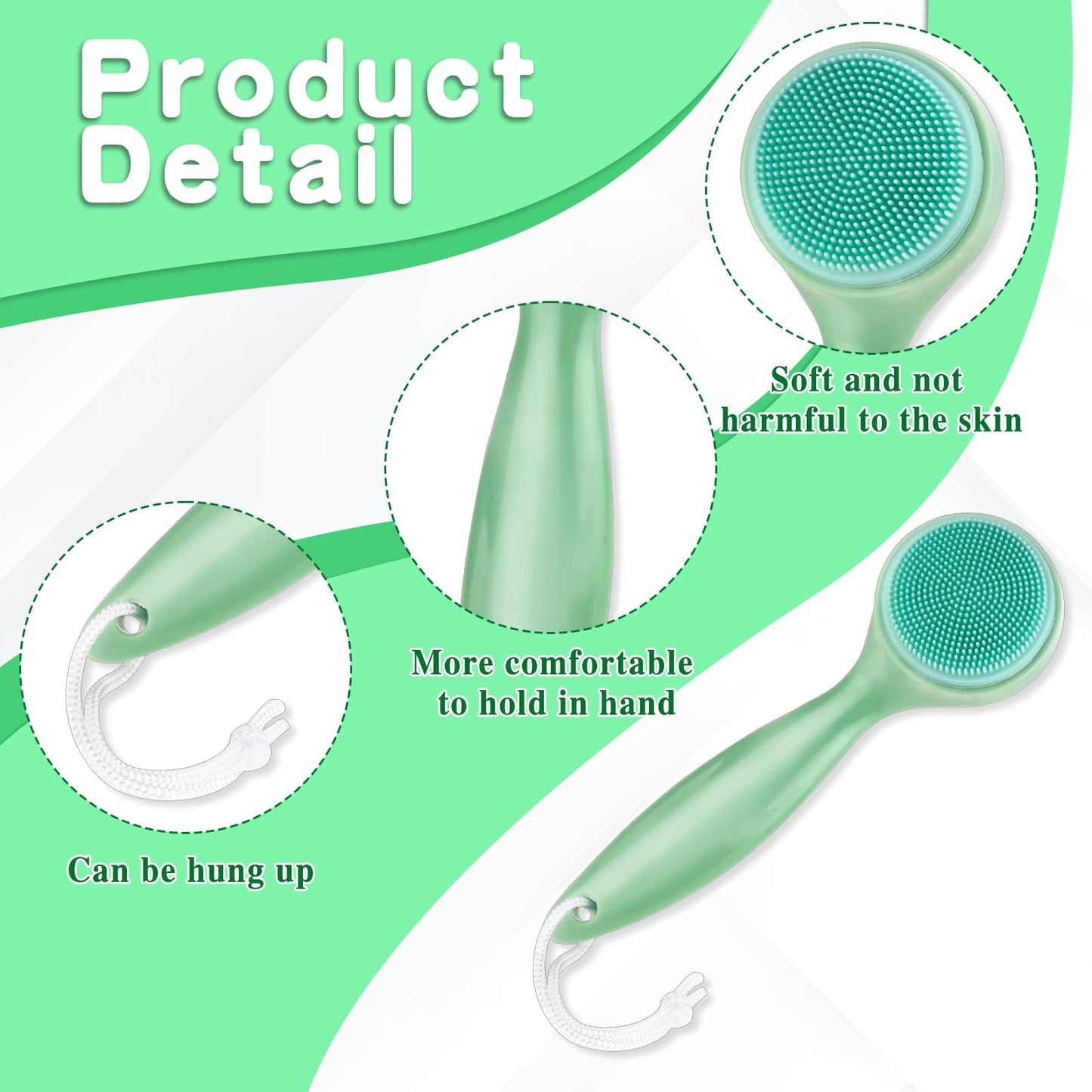 3 Pack Silicone Manual Facial Cleansing Brush Skin Friendly Face Scrubber Exfoliator Soft Bristles Waterproof Makeup Skincare Removal Applicator for Blackheads Whiteheads Massaging
