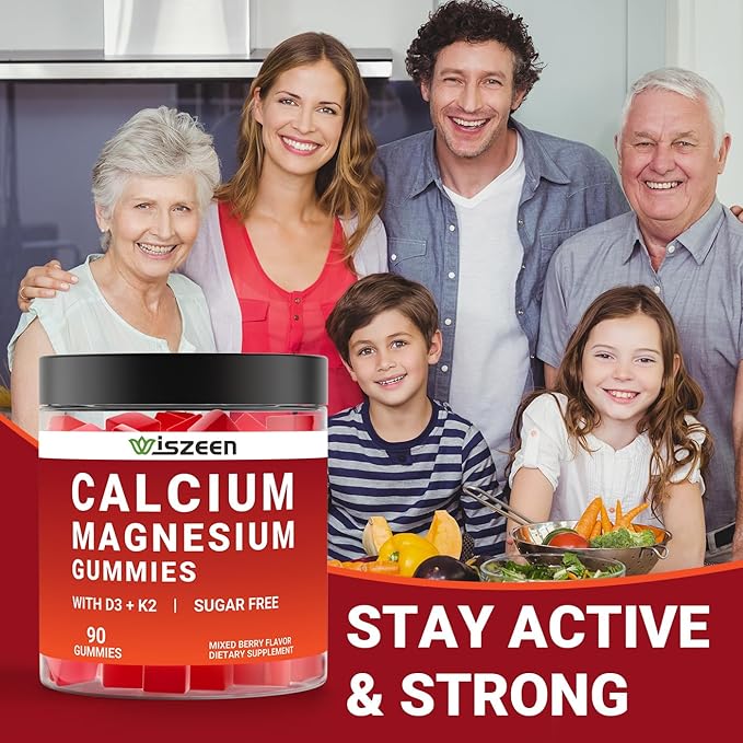 Calcium Gummies with Vitamin D3 K2, Vegan Calcium Magnesium Gummies for Women with Zinc, Manganese for Bone, Muscle & Immune, Calcium Supplement