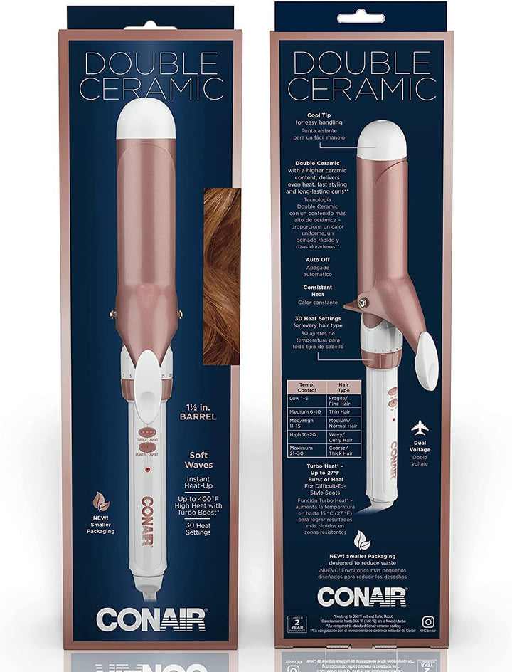 Conair Double Ceramic 3/4-Inch Curling Iron | Bonus Claw Clip | Tight Curls