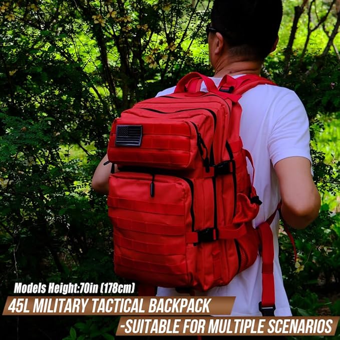 Military Tactical Backpack 45L Large Tactical Backpack for Men, Hiking Rucksack With Bottle Holder