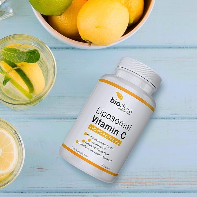 Liposomal Vitamin C, Healthy Immune System, Supports Heart Health, Enhanced Energy Level, Antioxidant Properties, 1400mg Per Servings, 180 Capsules
