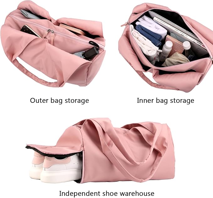 forestfish Yoga Gym Bag for Women with Shoes Compartment & Wet Dry Storage Pockets Lightweight Duffel Bag