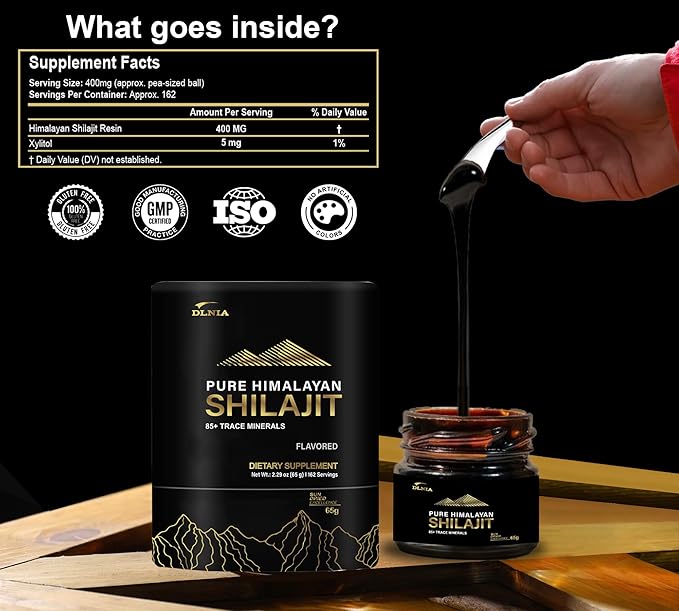Shilajit Pure Himalayan Organic Shilajit Resin Supplement- Gold+ Grade with 85+ Trace Minerals with 75% Fulvic Acid, Overall Energy & Immune Support (50 Gram (Pack of 1))