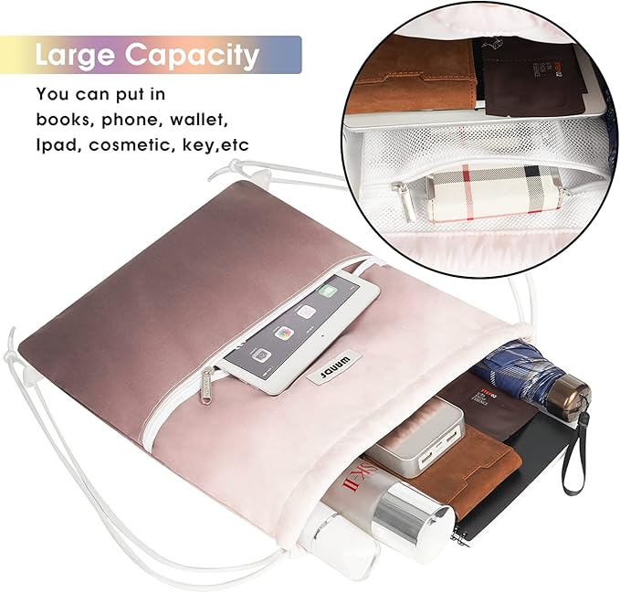 WANDF Drawstring Backpack String Bag Sackpack Cinch Water Resistant Nylon for Gym Shopping Sport Yoga (Dark Pink)