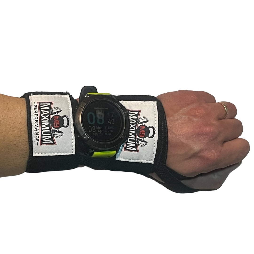 M9 Maximum Performance - Smart Watch Split Wrist Wraps for Men & Women, Wrist Straps for Weightlifting, Crossfit, Strength Training, Bodybuilding, Elastic with Thumb Loop, Gym Accessories, Black 12"
