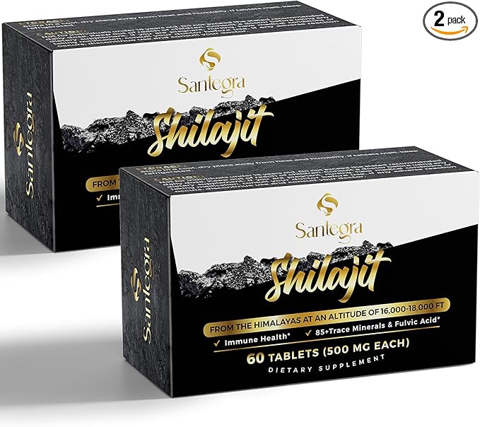 30,000 MG Shilajit Tablets, 100% Shilajit Pure Tablets 120 Counts - Shilajit Himalayan Organic Rich in Fulvic Acid & 85+ Trace Minerals, Shilajit Resin Supplement for Energy & Immune System