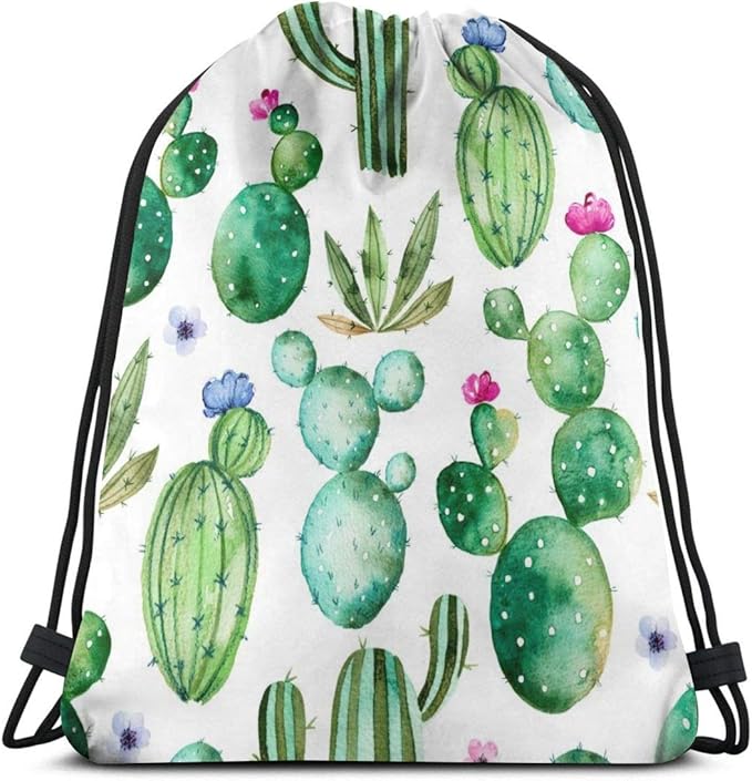 Drawstring Backpack Cactus Bag Water Resistant Lightweight Gym Sackpack For Hiking Yoga Gym Swimming Travel Beach