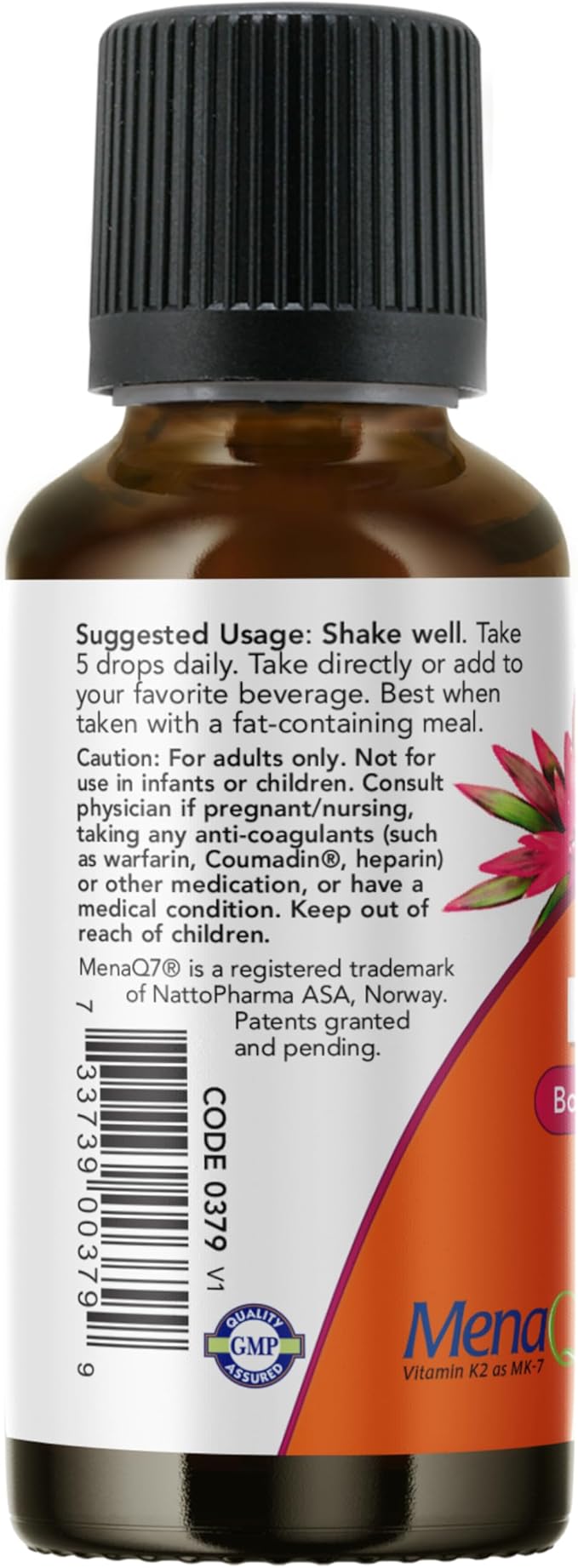 NOW Foods Supplements, Liquid D-3 & MK-7 with 2,500 IU Vitamin D-3 & 100 mcg Vitamin K-2 per 5 drops, 1-Ounce