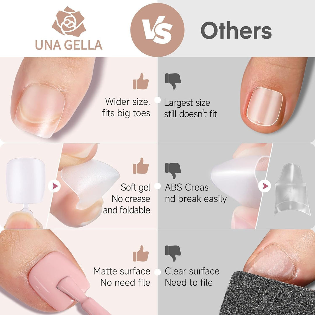 504Pcs Matte Soft Gel Toe Nail Tips | Full Cover for DIY Nail Extensions