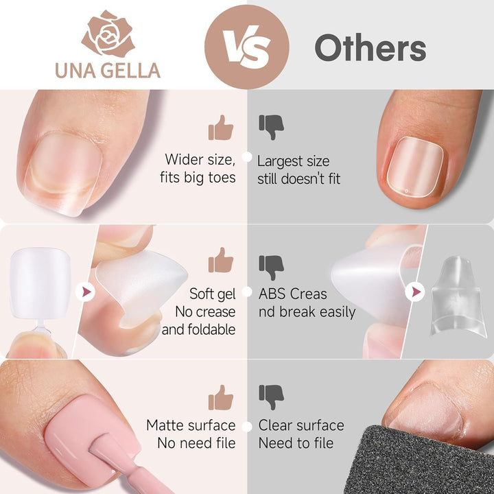 504Pcs Matte Soft Gel Toe Nail Tips | Full Cover for DIY Nail Extensions