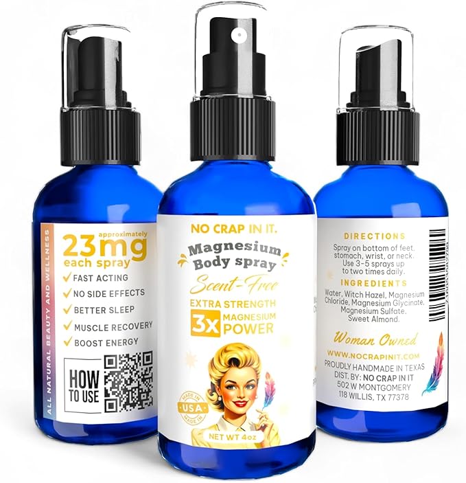 Magnesium Spray, Triple Action!- Spray Your Way to Wellness | Immediate Relief with Our Unique Magnesium Glycinate, Magnesium Citrate, Magnesium Chloride Blend Spray (Scent Free)