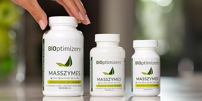 BIOptimizers MassZymes Digestive Enzymes Supplement – Max Nutrient Absorption, Boost Energy, Reduce Bloating – Health Vegan Dairy-Free – Muscle Recovery, Gut Health & Clarity - 100,000 Units 30 Caps