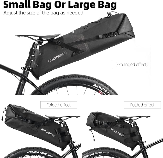 ROCKBROS Bikepacking Bag Waterproof Bike Saddle Bag Large Capacity Bikepacking Seat Bag Road Mountain Bike Seat Bag Max 14L