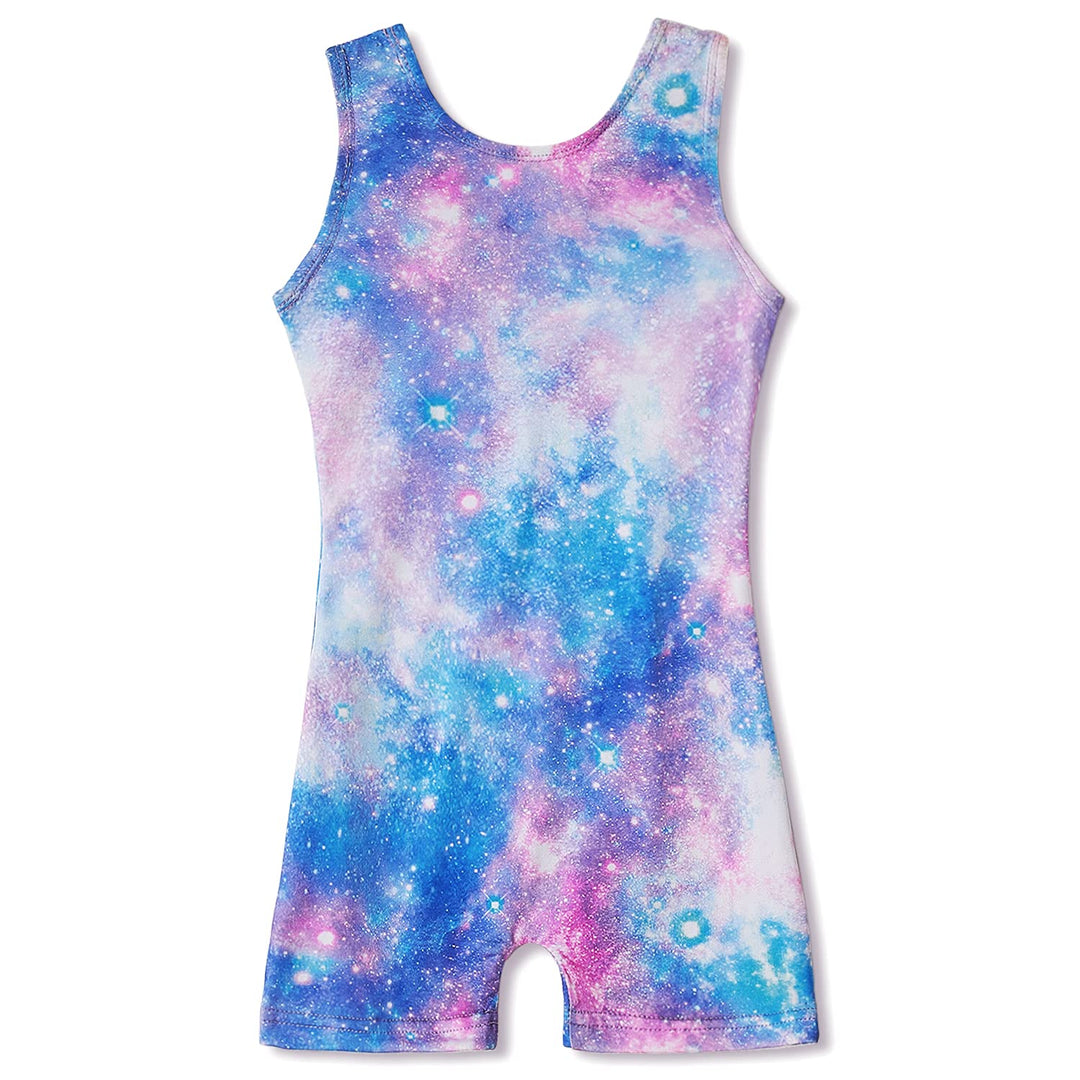 MYQFF Leotards for Girls Gymnastics with Shorts 7t 8t Sparkle Star Dance Leotards Biketards Size 4 5 Galaxy Blue