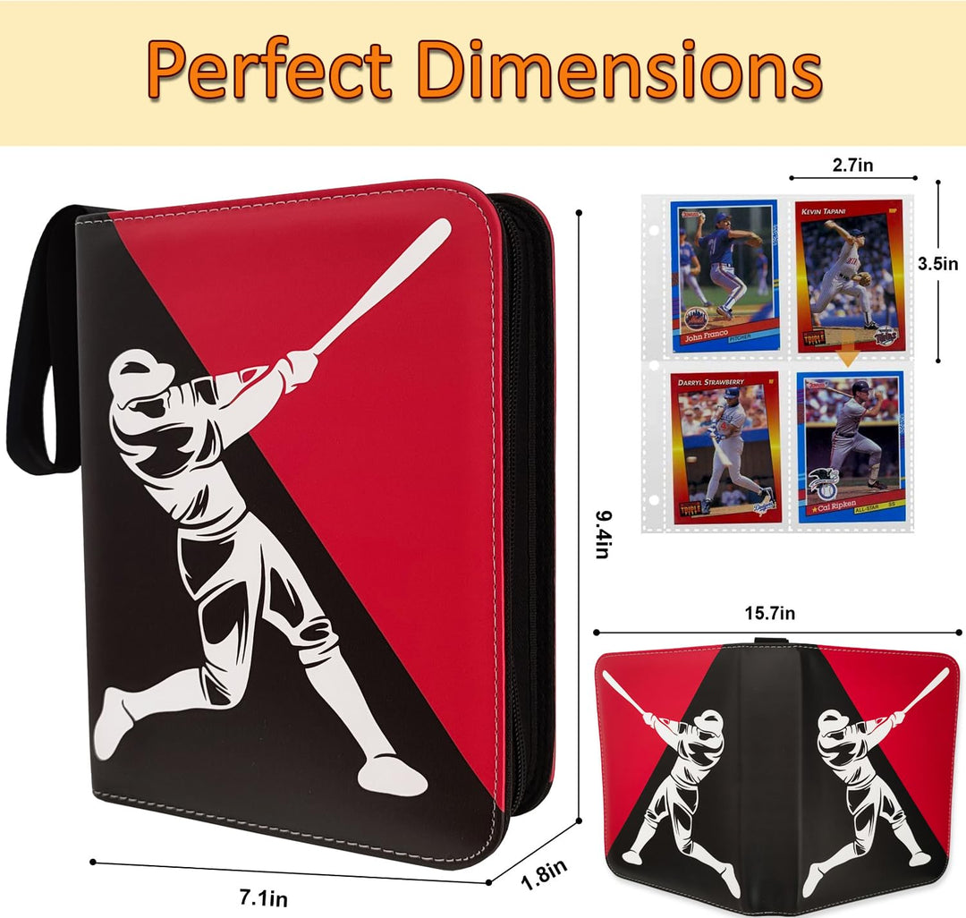 Baseball Card Binder 4 Pocket, 440 Sleeves Baseball Binder for Trading Cards Collection, Baseball Card Holder, 3 Ring Storage Book, Small Trading Card Album Mini Case, Collector Sports Cards Organizer