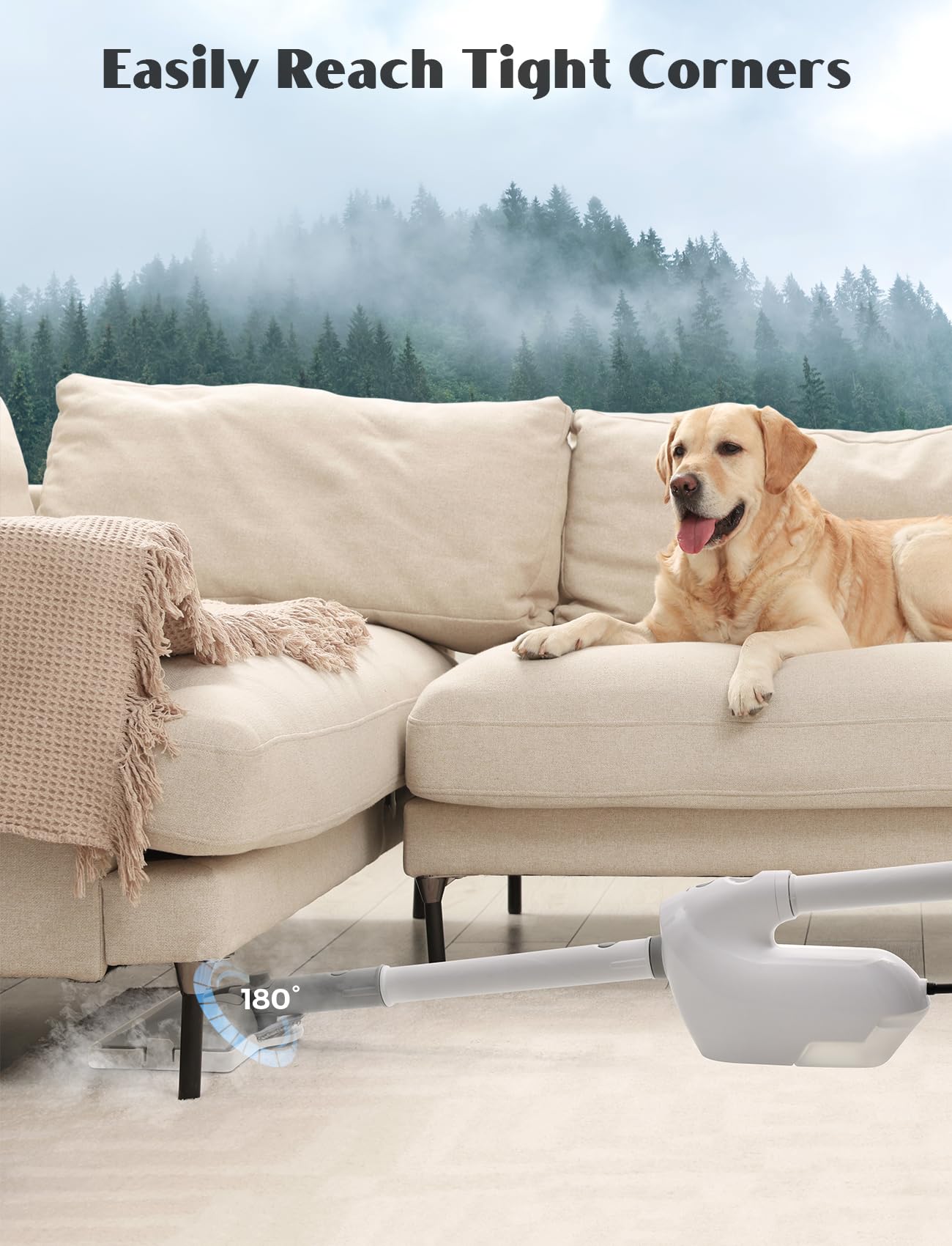 10-in-1 Steam Mop with Detachable Handheld Steamer, Multi & Up Steamer for Cleaning with 350ml Tank,10s Heat-Up, 7M Cord, 120℃ 1300W Powerful Floor Steam Mop for Hardwood Floors, Grout, Carpet