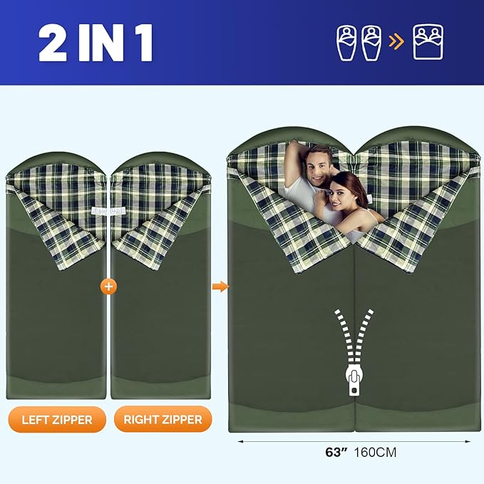 Backpacking Flannel Sleeping Bag Lightweight for Adults Hiking Ultralight Compact Sleeping Bag Portable Warm Weather Summer with Compression Sack