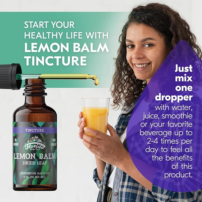 Lemon Balm Tincture - Organic Lemons Drops - Dried Lemon Balm Made in USA - Non-GMO - Lemon Balm Extract 2 Fl. Oz