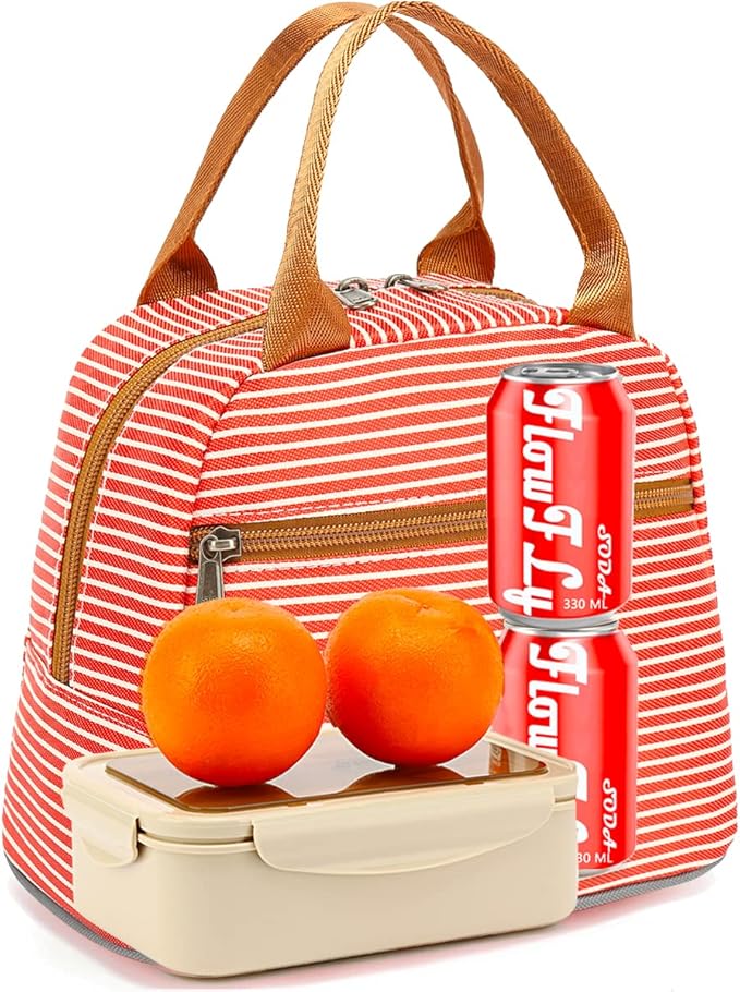 FlowFly Insulated Lunch Cooler Bag - Tote Bag Organizer for Women/Men, Red