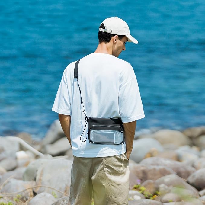 bitplay AquaSeal Sacoche Black - Dry Bag/Phone Pouch with Adjustable Strap for Phone and Valuables